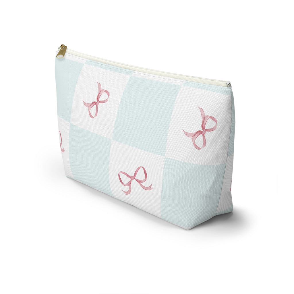 Customizable: Charming Ribbon Accessory Pouch, Makeup Bag, Gift for Her, T-bottom Style, Cute Storage, Birthday Present, Bridesmaid Gift