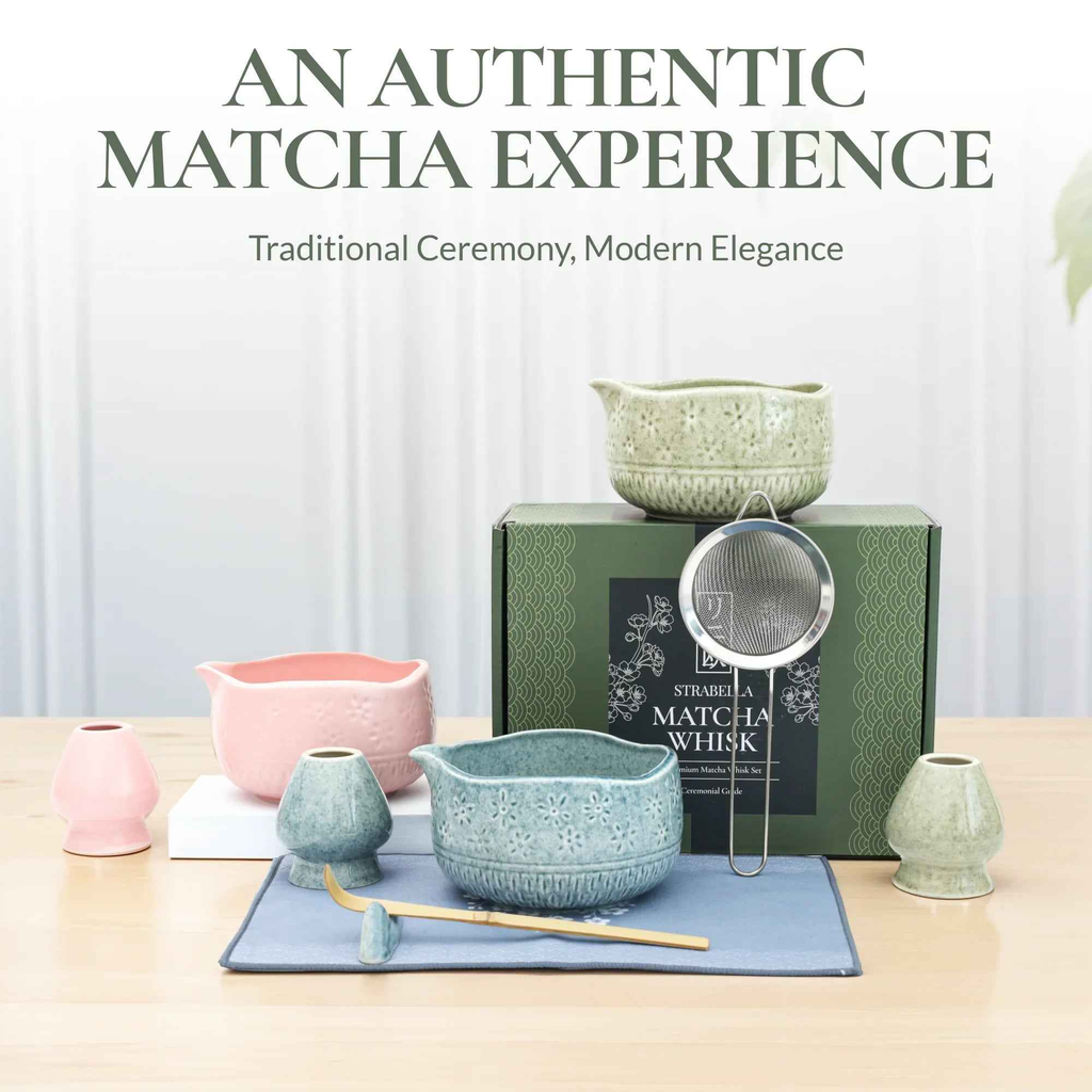 Matcha Whisk Set — Bamboo Chasen + Ceramic Chawan Gift Sets